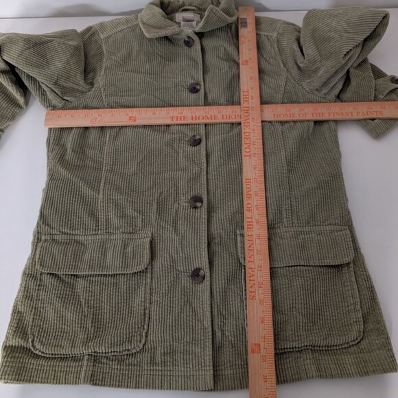 LL Bean Corduroy Barn Jacket Womens Size Medium Green Removable Liner Workwear - Picture 14 of 16